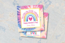 Load image into Gallery viewer, Rainbow Valentine Gift Tags - Digital Valentine Tie-Dye Printables
