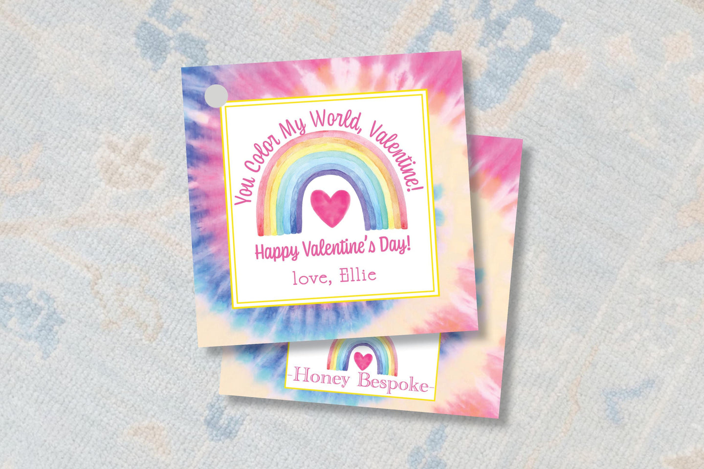 Rainbow Valentine Gift Tags - Digital Valentine Tie-Dye Printables