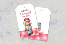 Load image into Gallery viewer, Customizable Bubble Gum Valentine Tags - I Chews You Printable Class Tags
