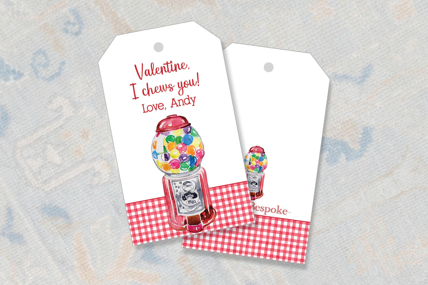 Customizable Bubble Gum Valentine Tags - I Chews You Printable Class Tags