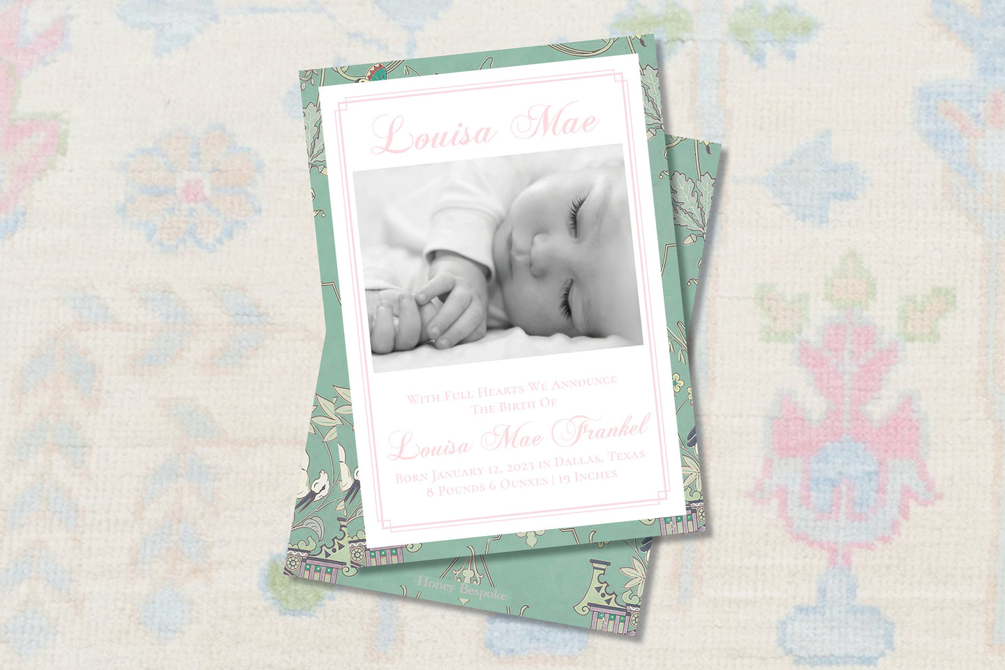 Watercolor Chinoiserie Birth Announcement