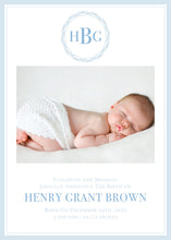 Load image into Gallery viewer, Monogram Baby Birth Announcement
