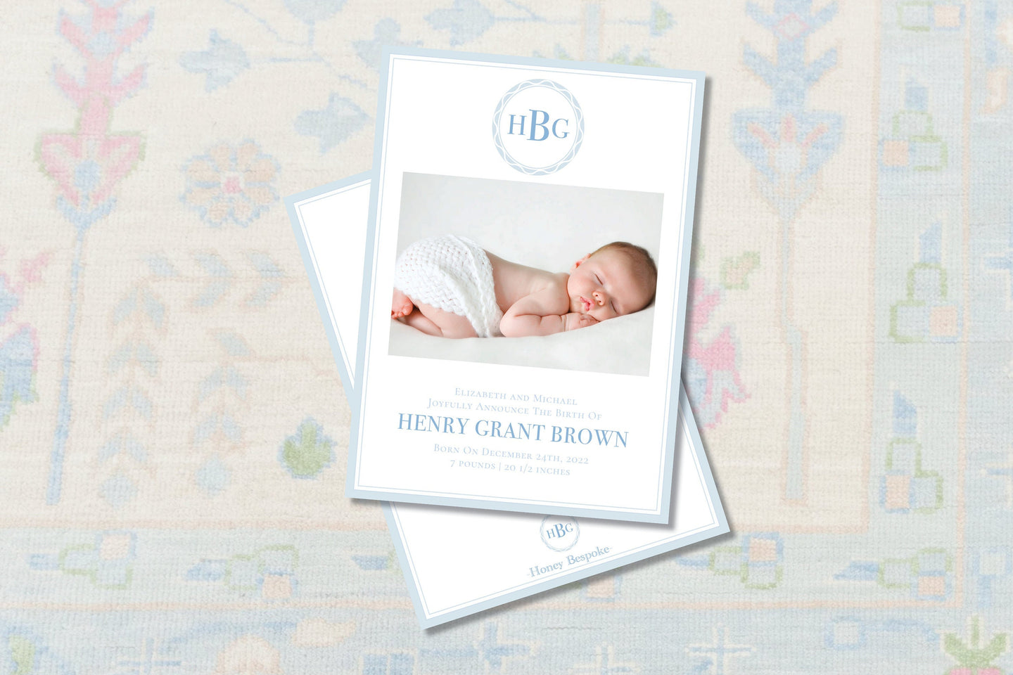 Monogram Baby Birth Announcement