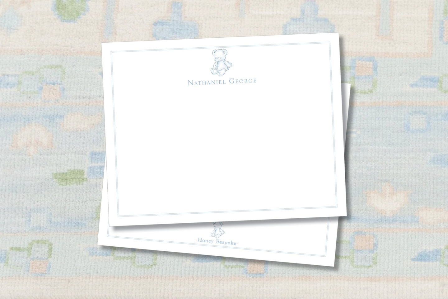 Blue Teddy Bear Baby Stationery