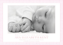 Load image into Gallery viewer, Pink Gingham Birth Announcement
