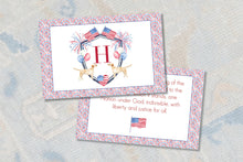 Load image into Gallery viewer, Personalized Laminated Fourth of July Watercolor Crest Placemat
