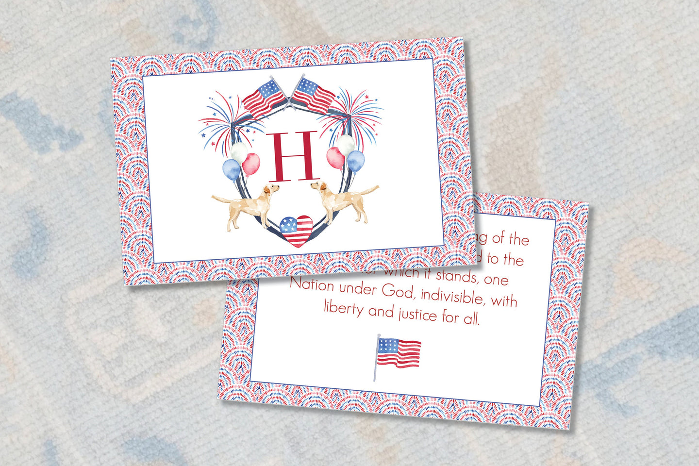 Personalized Laminated Fourth of July Watercolor Crest Placemat