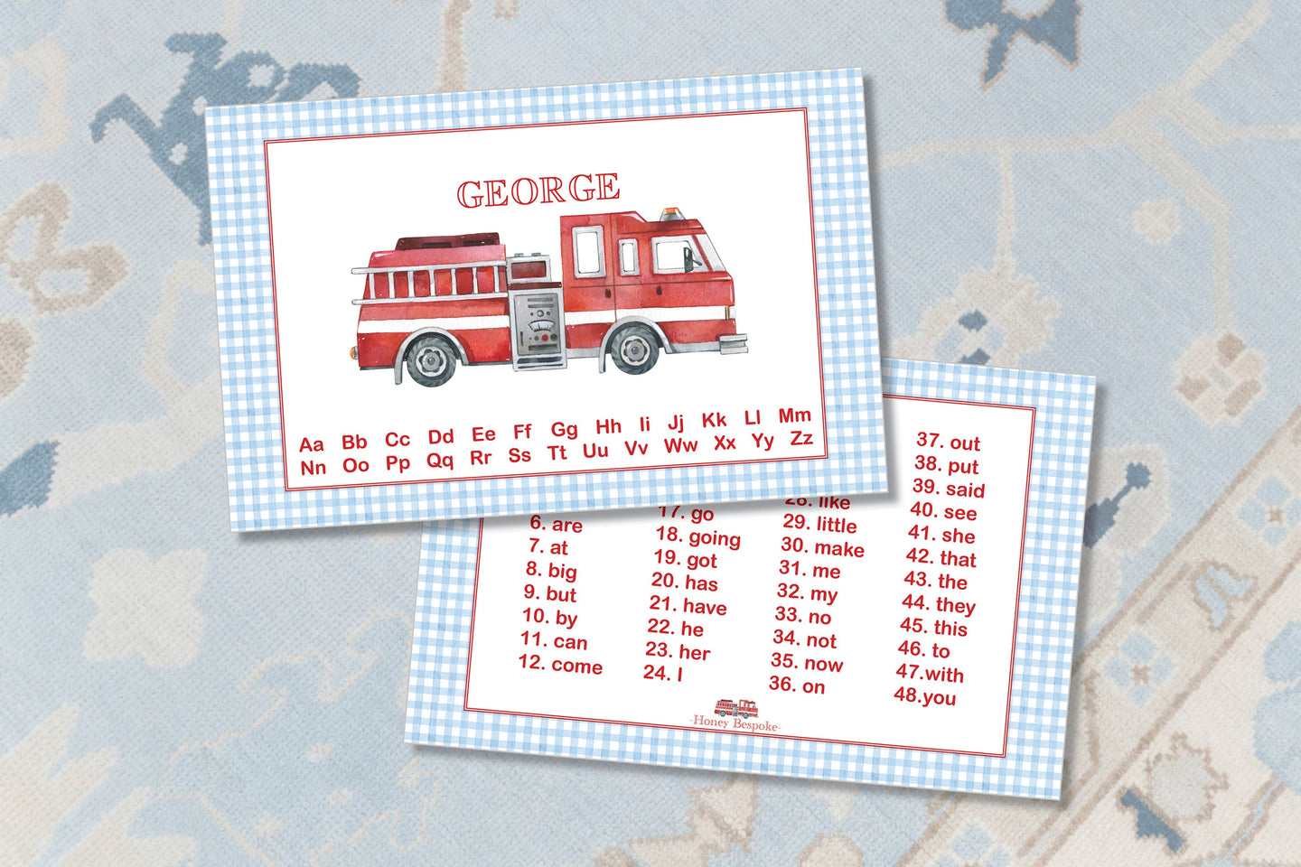 Personalized Laminated Firetruck Placemat