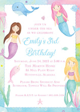 Load image into Gallery viewer, Mermaid Birthday Invitation
