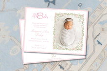 Load image into Gallery viewer, Flower Frame and Monogram Birth Announcement
