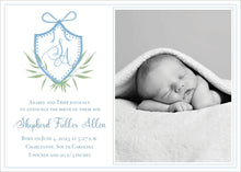 Load image into Gallery viewer, Watercolor Crest Birth Announcement
