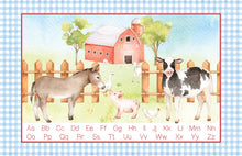 Load image into Gallery viewer, Personalized Laminated Blue Farm Animals Placemat
