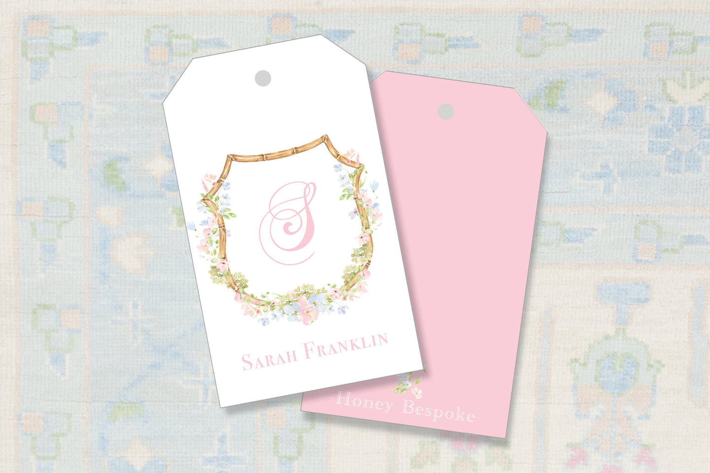 Grandmillennial Watercolor Crest Gift Tags