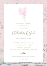 Load image into Gallery viewer, Elegant Baby Bonnet Baby Shower Invitation
