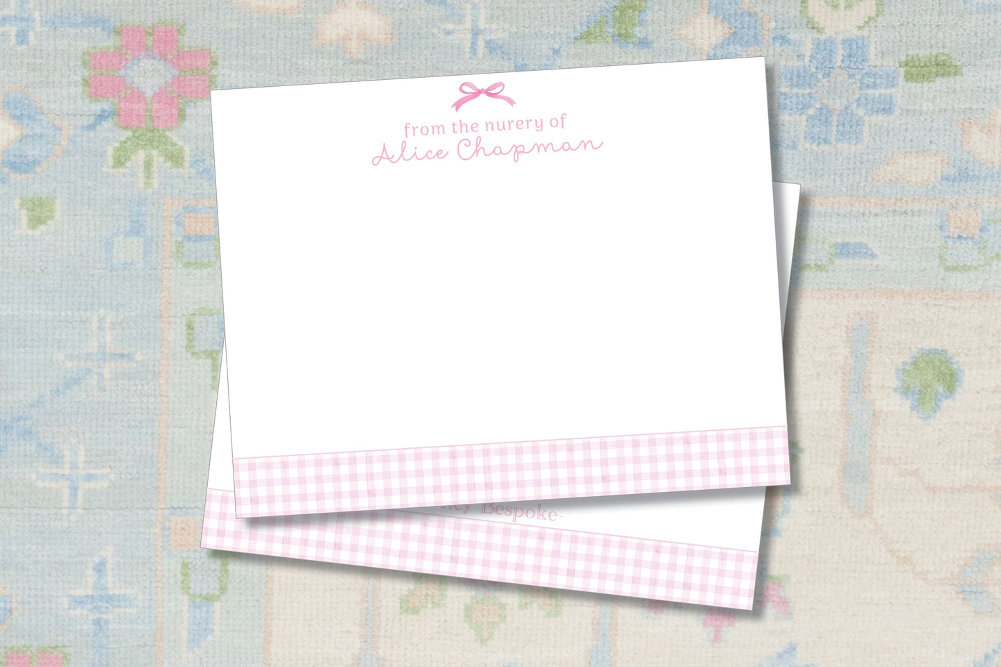 Pink Bow and Gingham Stationery