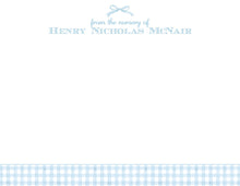 Load image into Gallery viewer, Blue Gingham Baby Stationery
