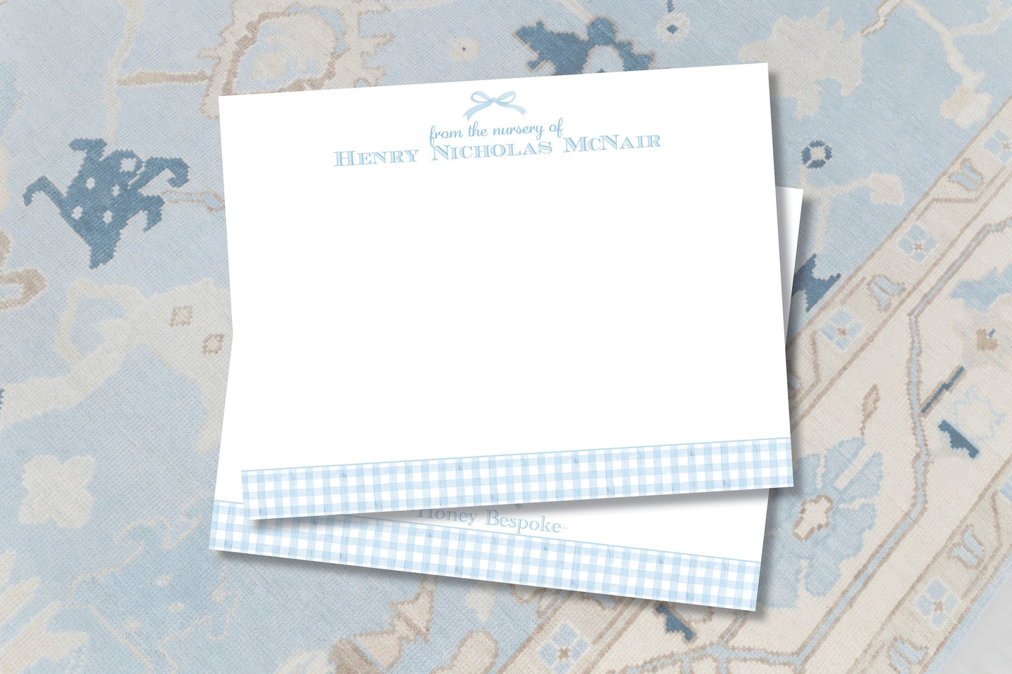 Blue Bow and Gingham Stationery