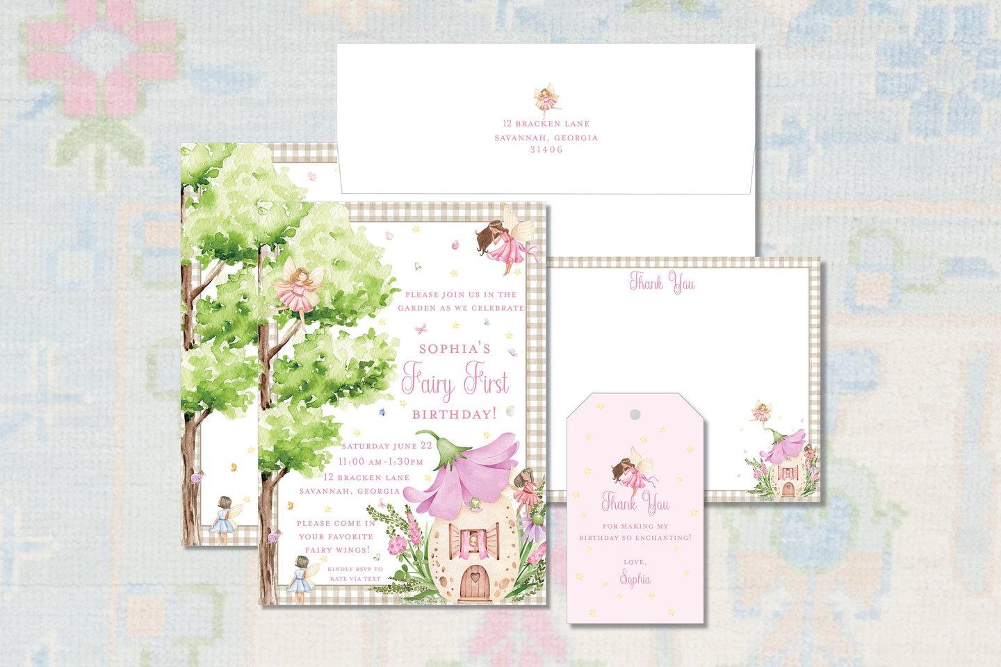 Watercolor Fairy First Birthday Invitation