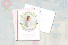 Load image into Gallery viewer, Flowers and Scallops Baby Girl Birth Announcement
