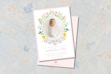 Load image into Gallery viewer, Flowers and Scallops Baby Girl Birth Announcement
