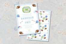 Load image into Gallery viewer, Baby&#39;s First Down Gingham Birthday Invitation
