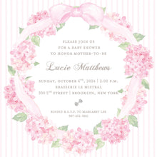 Load image into Gallery viewer, Grandmillennial Hydrangea Watercolor Floral Baby Shower Invitation
