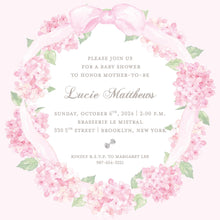 Load image into Gallery viewer, Grandmillennial Hydrangea Watercolor Floral Baby Shower Invitation
